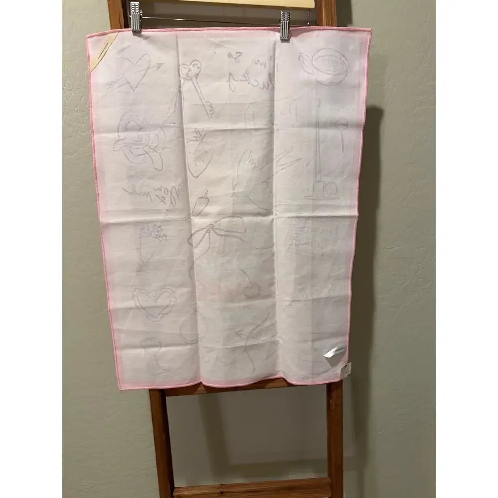 Anthropologie My Lover Era Dish Towel Pink 100% Cotton NWT